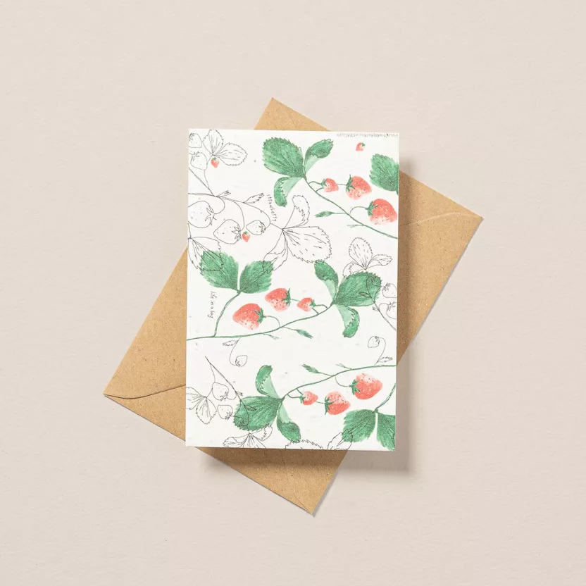 Plantbare Kaart met Aardbei Illustratie