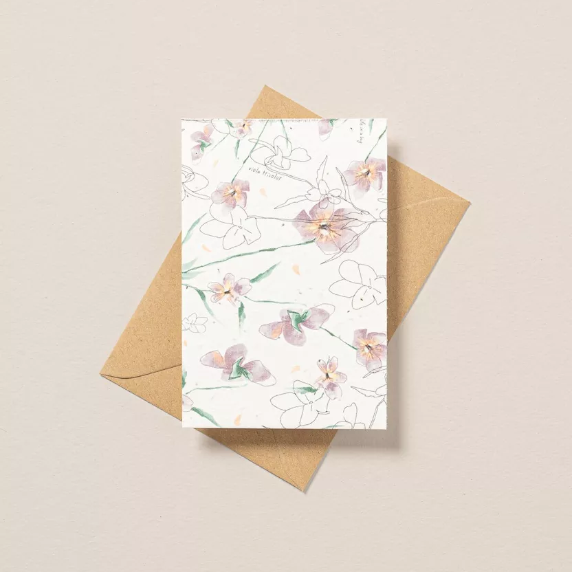 Plantbare Kaart met Viooltjes Illustratie